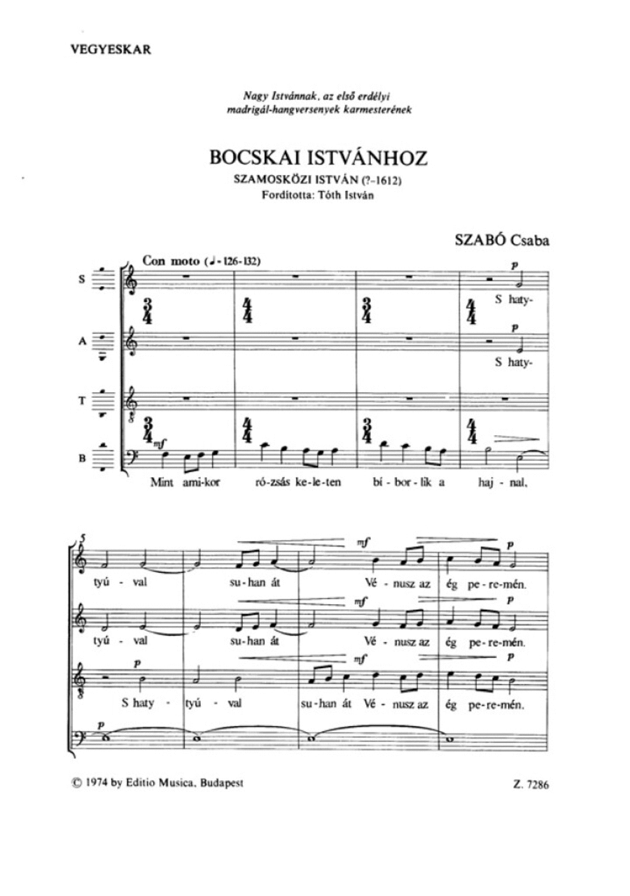 Bocskai Istvánhoz A Cappella scores gallery preview page 1