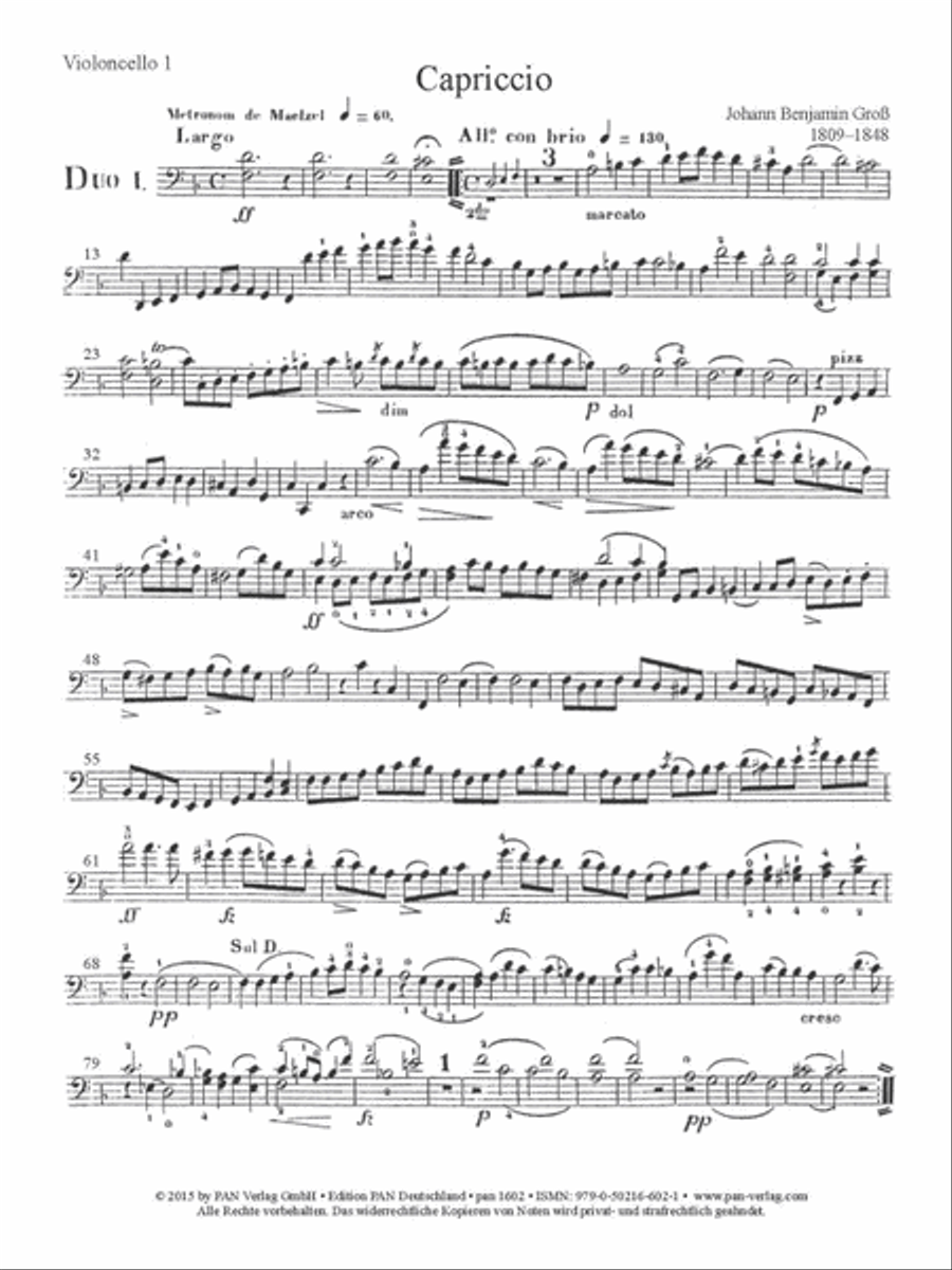 Capriccio Op. 6 Cello scores gallery preview page 1