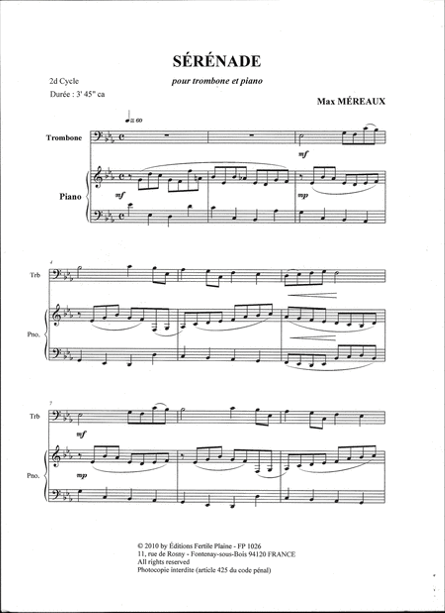 Sérénade Piano Accompaniment scores gallery preview page 1