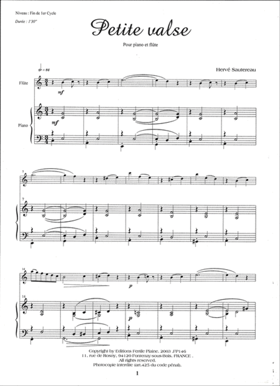Petite Valse Flute Solo scores gallery preview page 1