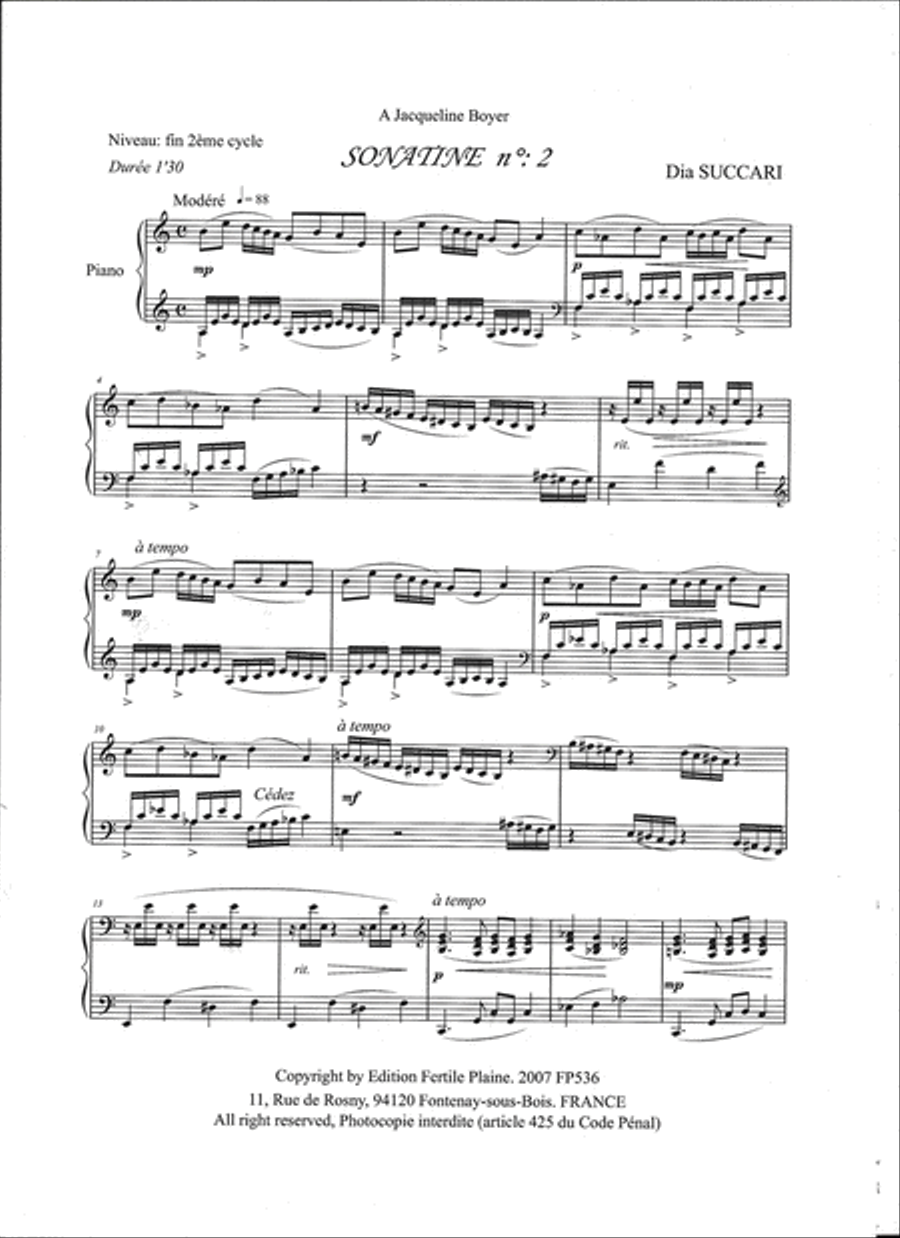 Sonatine N° 2 Piano Solo scores gallery preview page 1