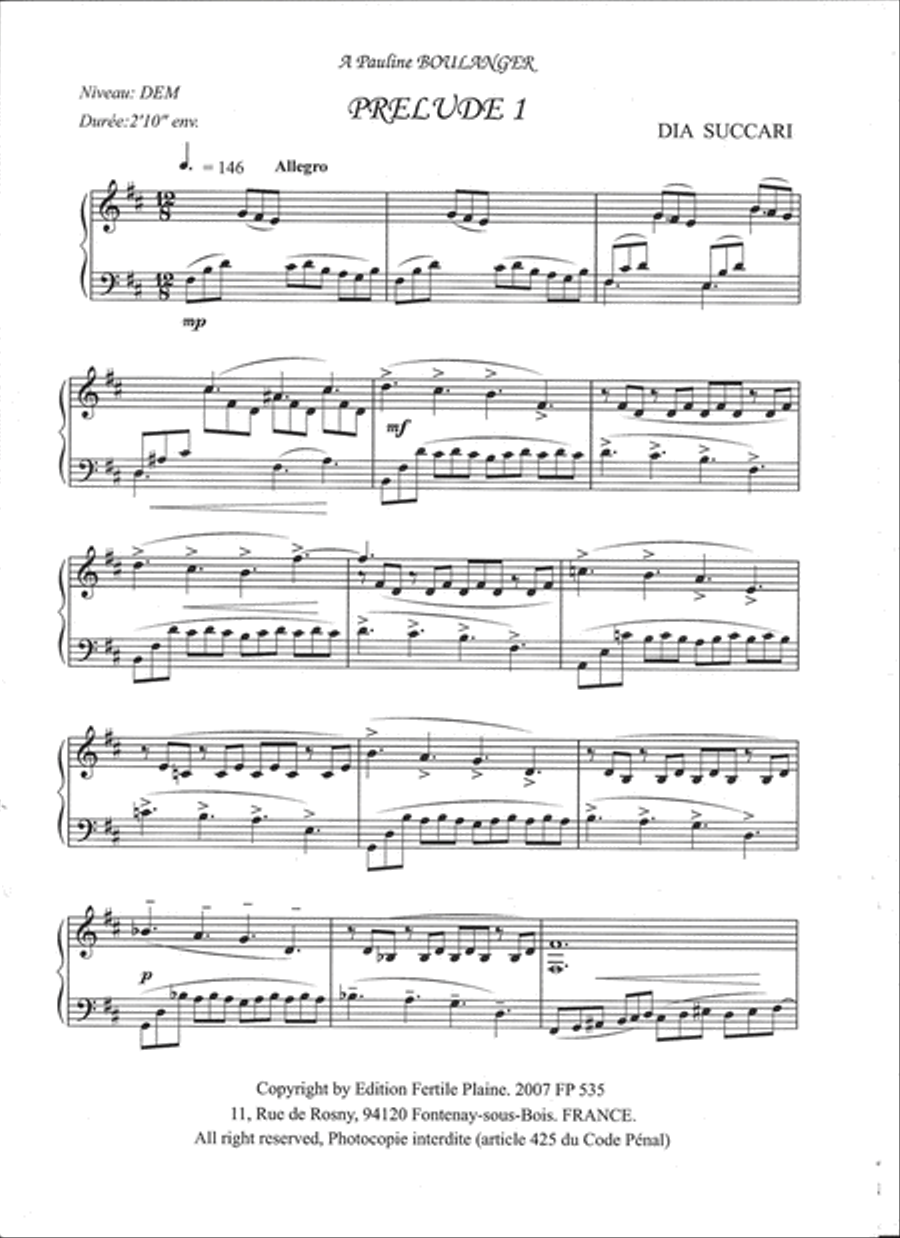 Prelude N° 1 Piano Solo scores gallery preview page 1
