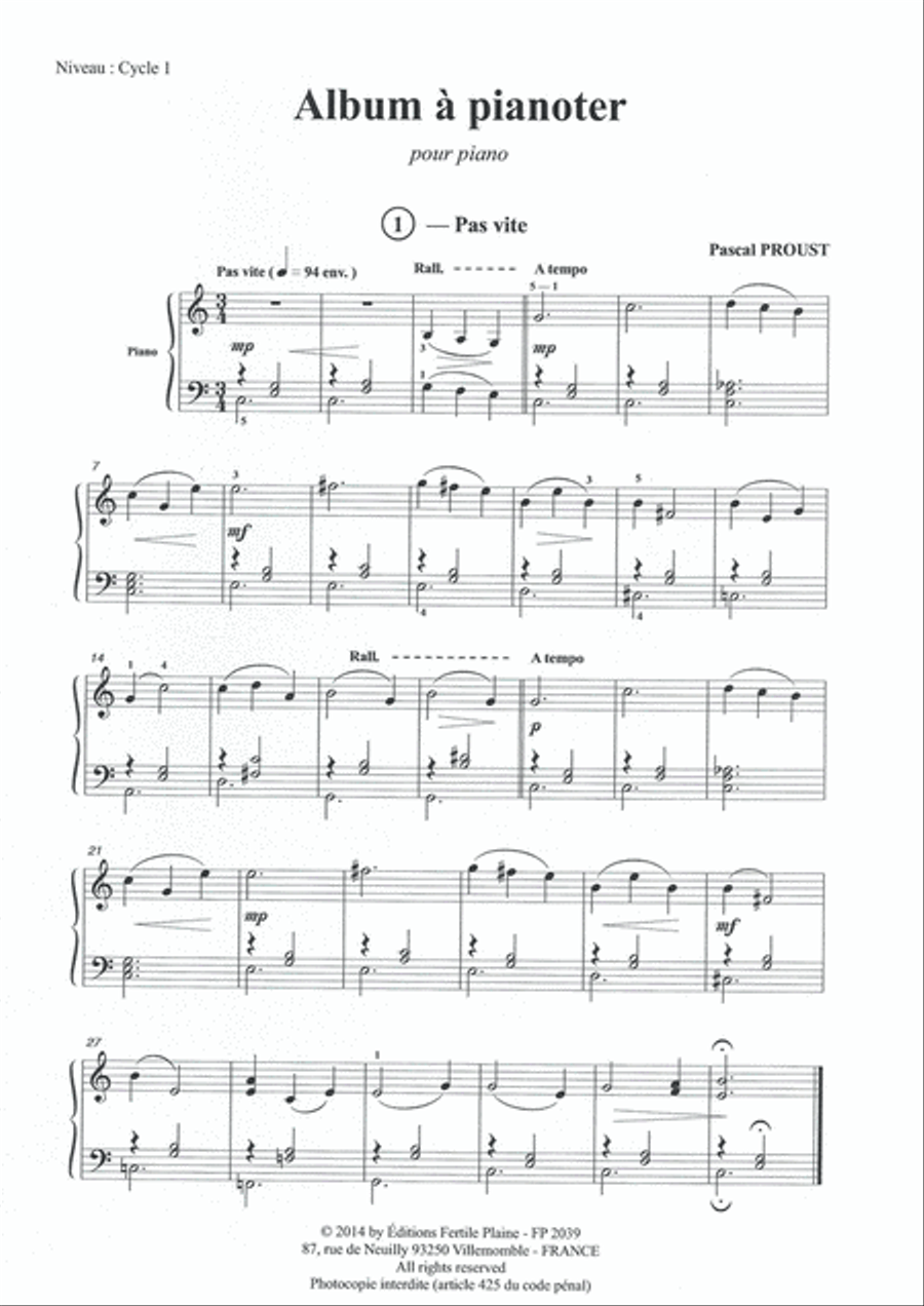 Album À Pianoter Piano Solo scores gallery preview page 1
