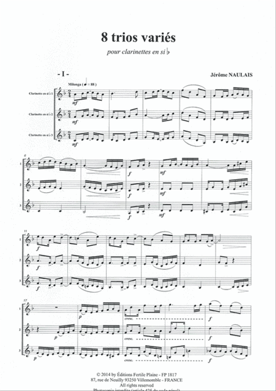 8 Trios Variés Clarinet Trio scores gallery preview page 1