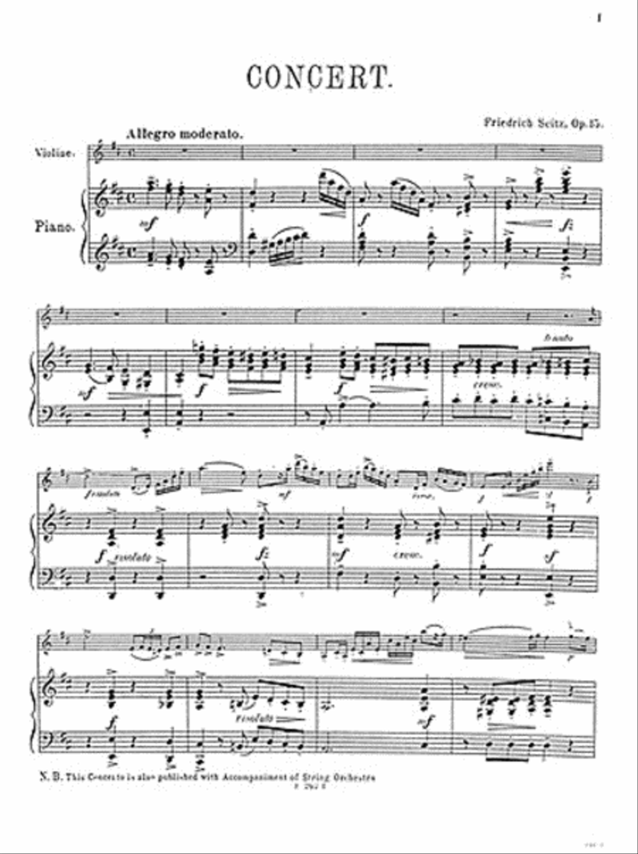 Friedrich Seitz: Concerto Op.15 Orchestra scores gallery preview page 1