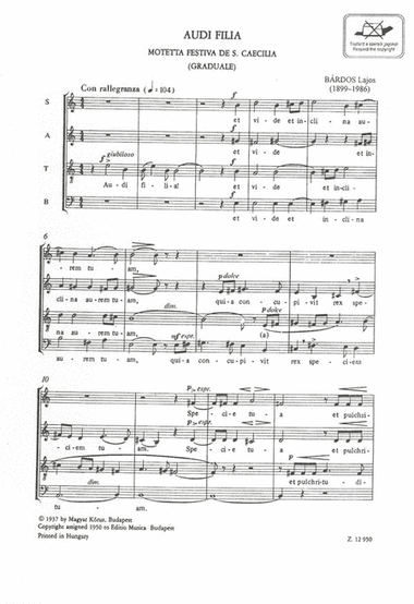 Audi Filia Motetta Festiva De S. Caecilia (Gradu
