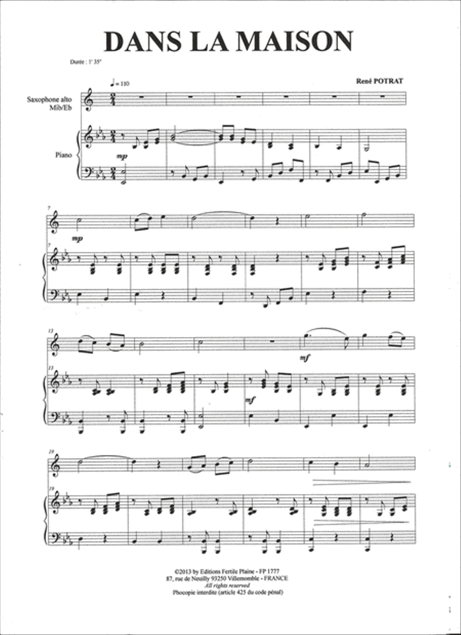 Dans La Maison Saxophone scores gallery preview page 1