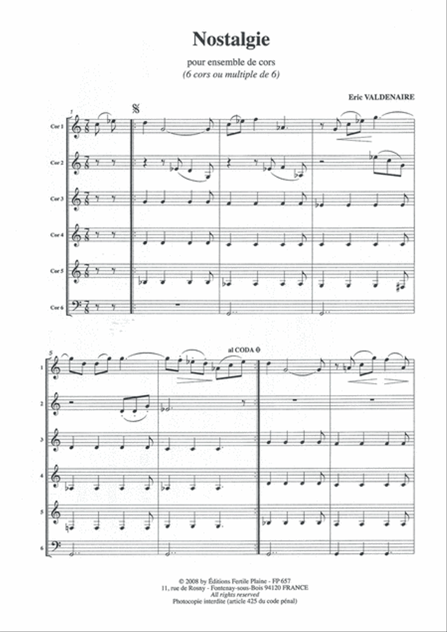 Nostalgie Horn scores gallery preview page 1