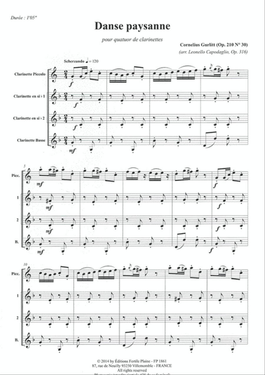 Danse Paysanne Clarinet Quartet scores gallery preview page 1