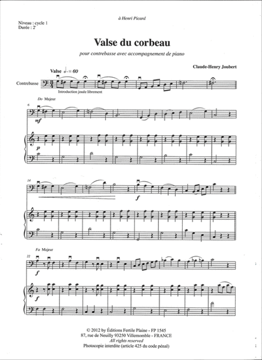 Valse Du Corbeau Double Bass scores gallery preview page 1