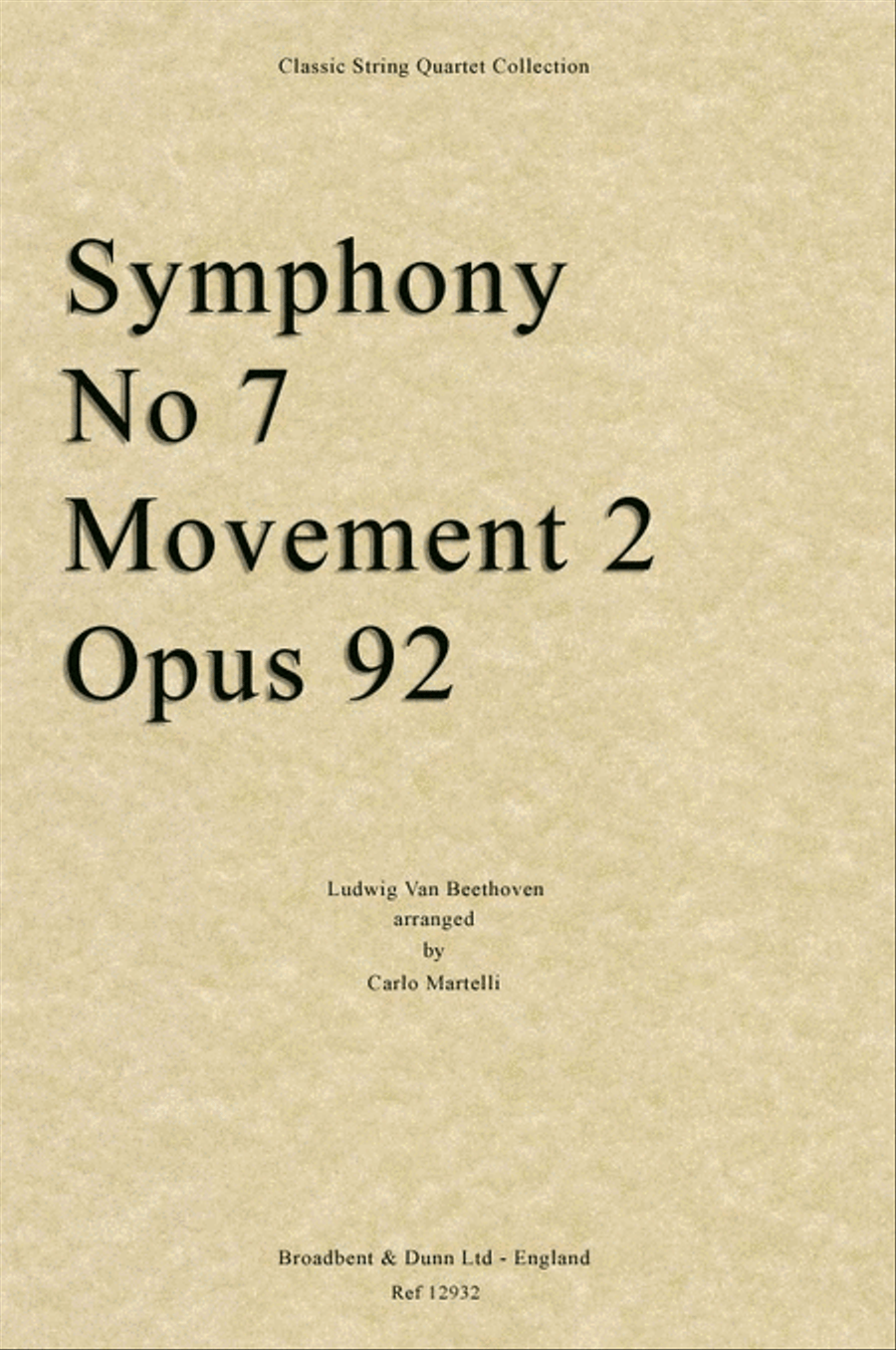 Symphony No. 7 Movement 2, Opus 92 String Quartet scores gallery preview page 1