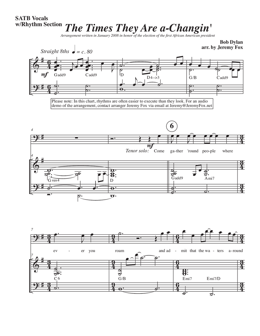The Times They Are A-changin' Divisi scores gallery preview page 2