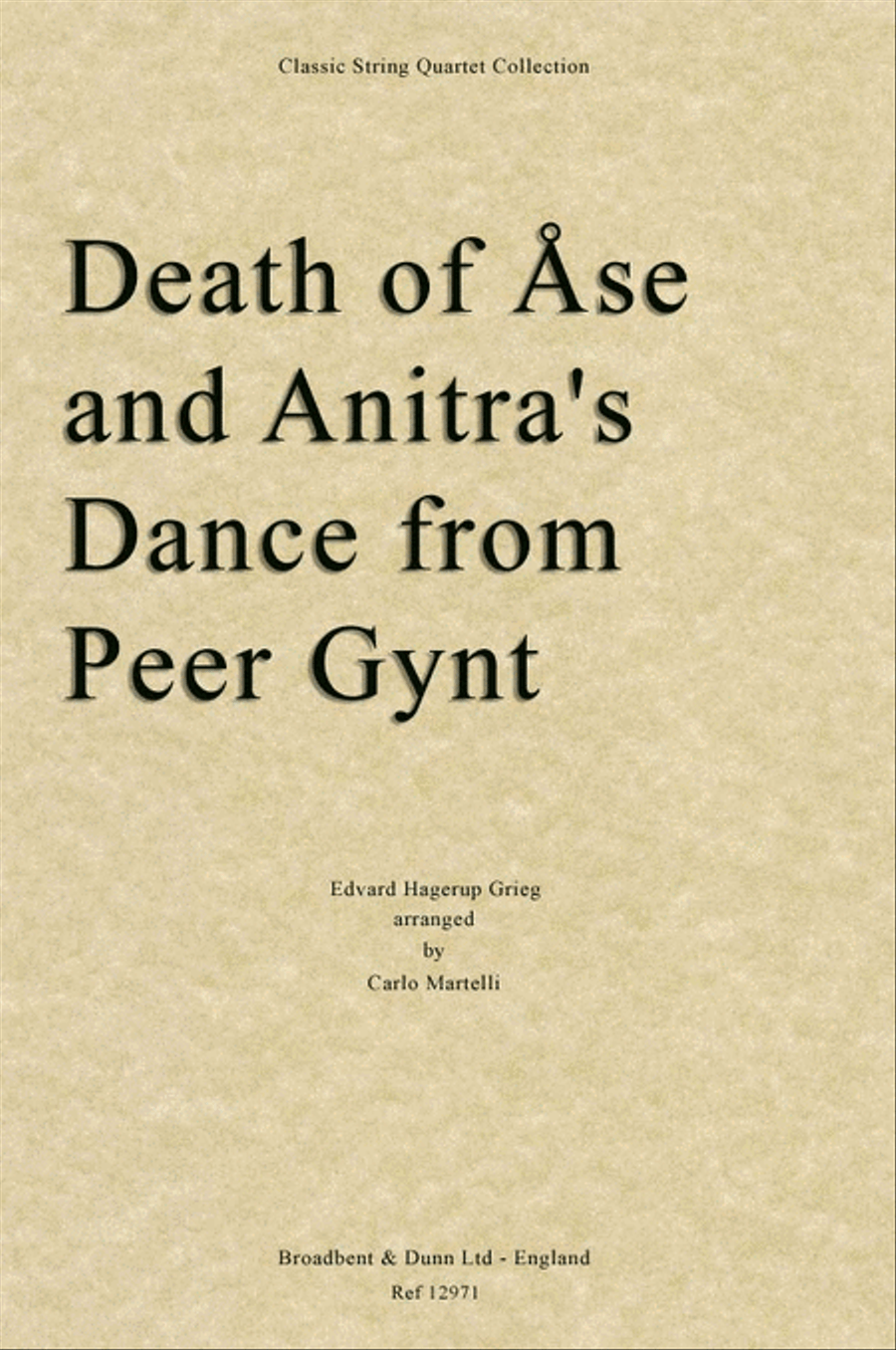 Death of Åse and Anitra's Dance from Peer Gynt String Quartet scores gallery preview page 1