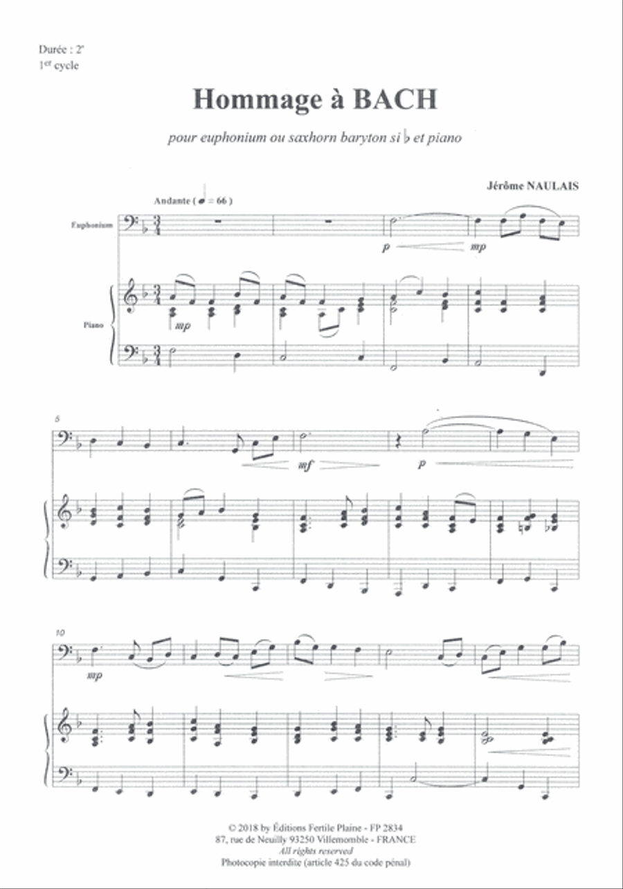 Hommage À J.S. Bach Euphonium scores gallery preview page 1