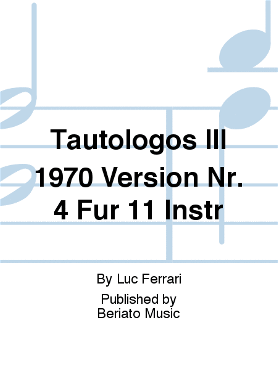 Tautologos III 1970 Version Nr. 4 Für 11 Instr School and Community scores gallery preview page 1