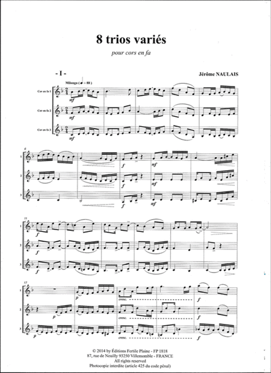 8 Trios Variés Horn scores gallery preview page 1