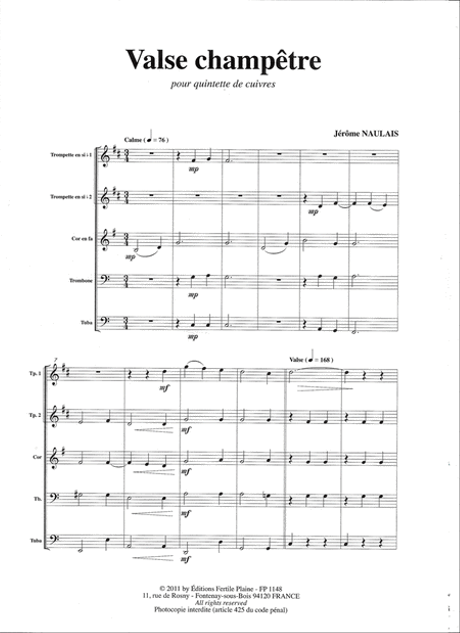 Valse Champêtre Horn scores gallery preview page 1