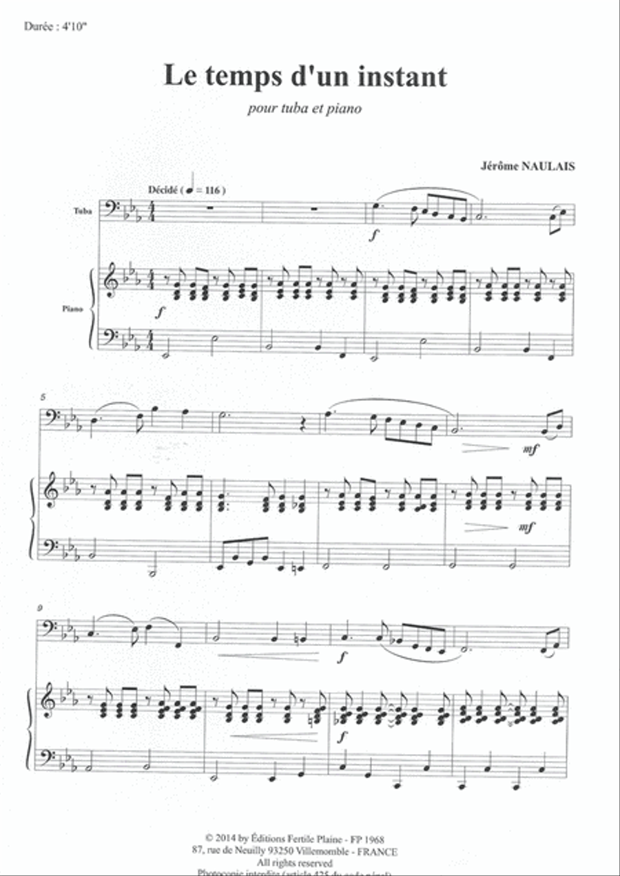 Le Temps D'un Instant Tuba scores gallery preview page 1