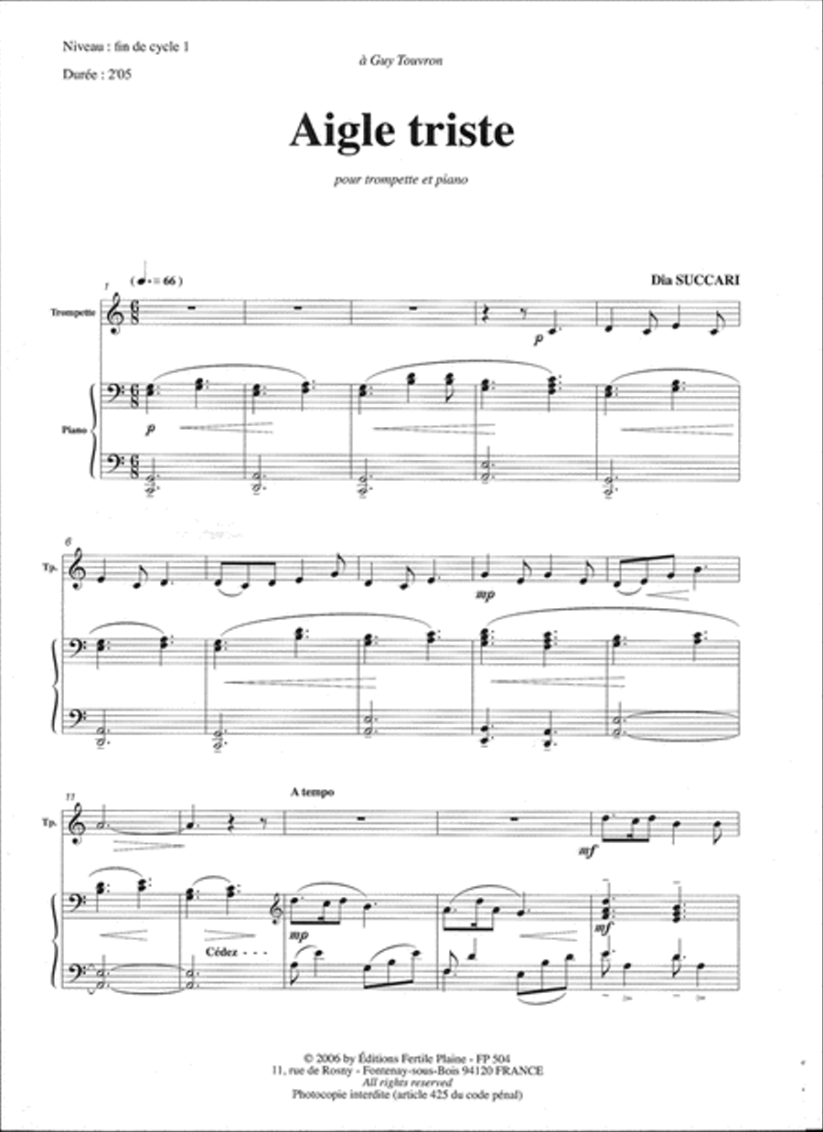 Aigle Triste Trumpet Solo scores gallery preview page 1