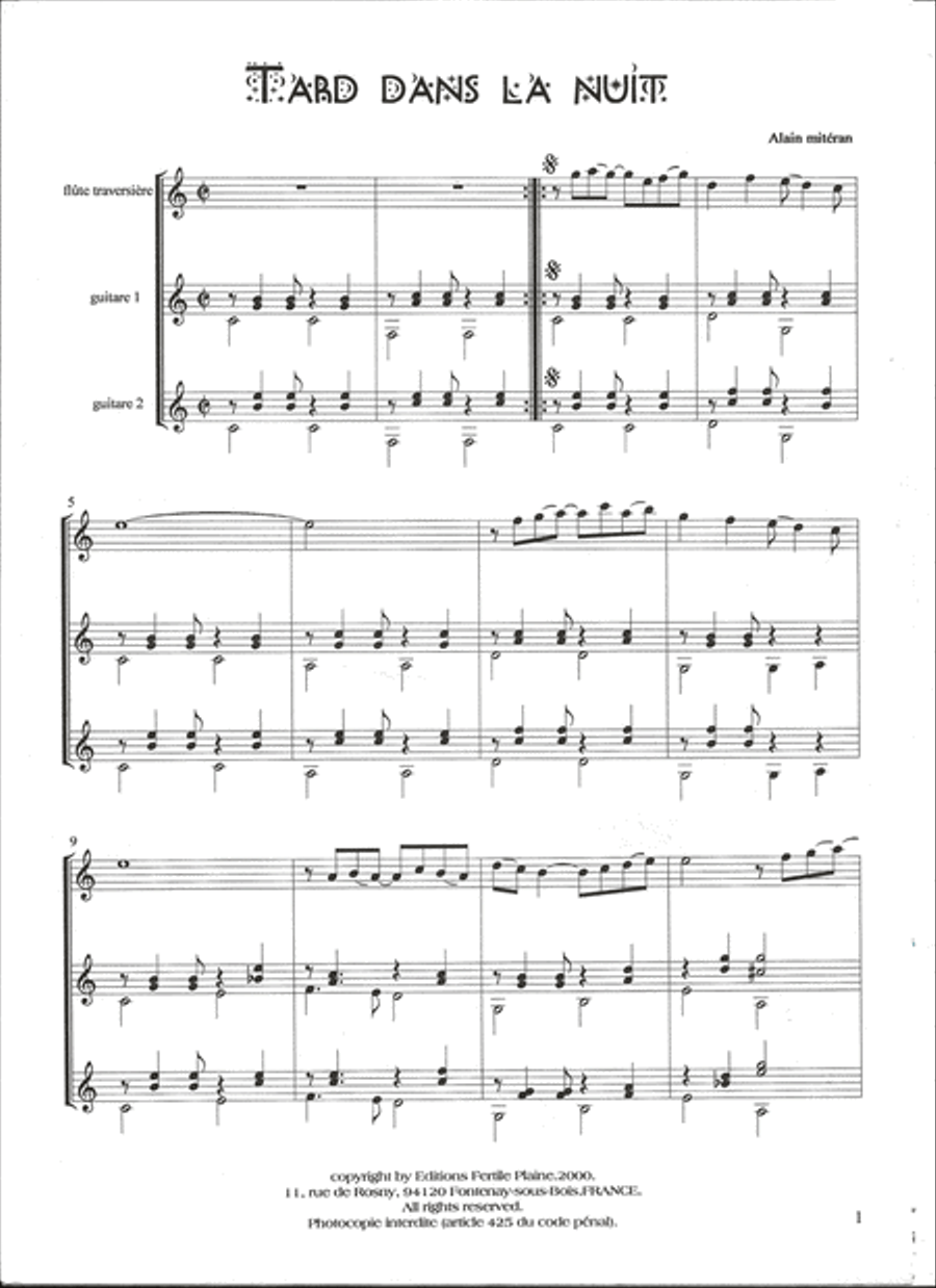 Tard Dans La Nuit Flute scores gallery preview page 1