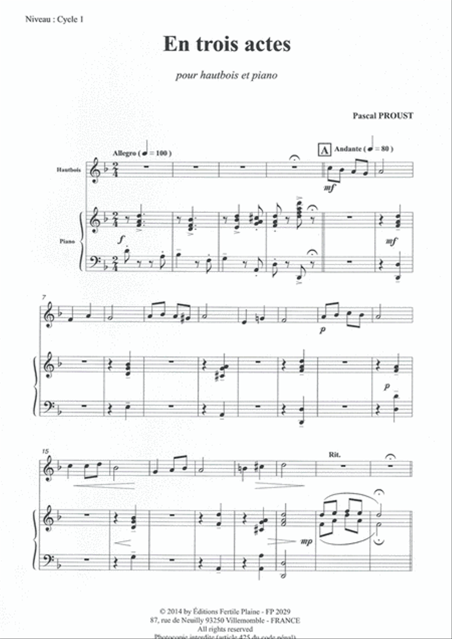 En 3 Actes Piano Accompaniment scores gallery preview page 1