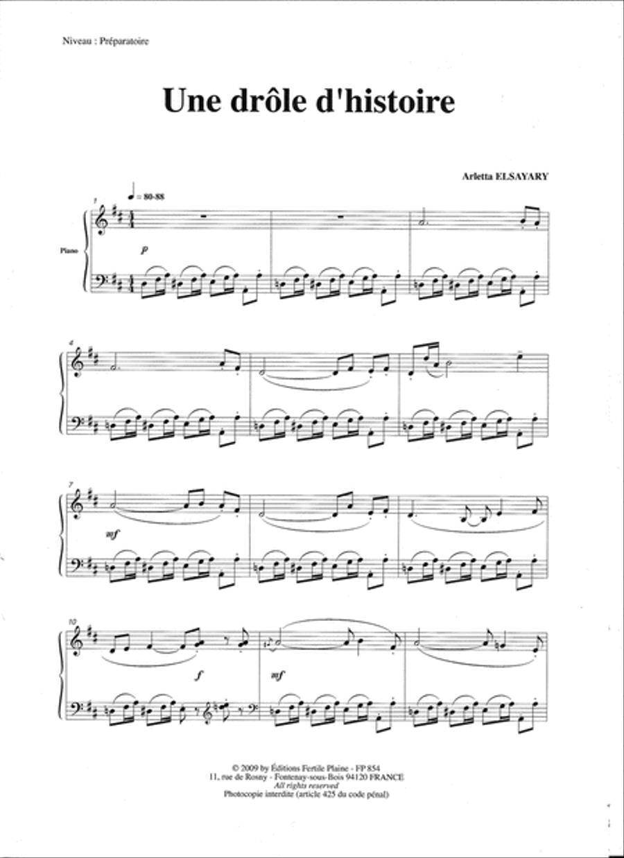 Une Drôle D'histoire Piano Solo scores gallery preview page 1