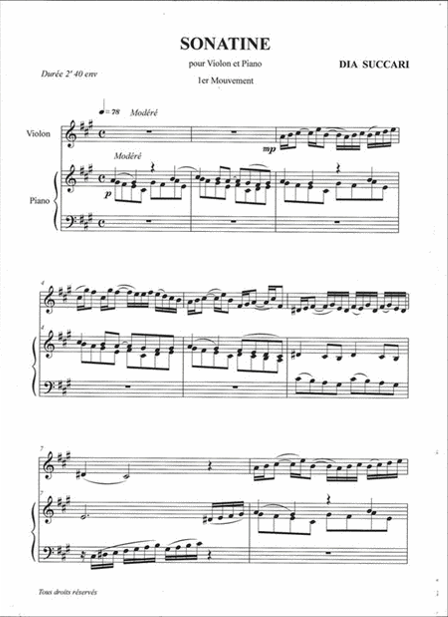 Sonatine Pour Violon et Piano Violin Solo scores gallery preview page 2