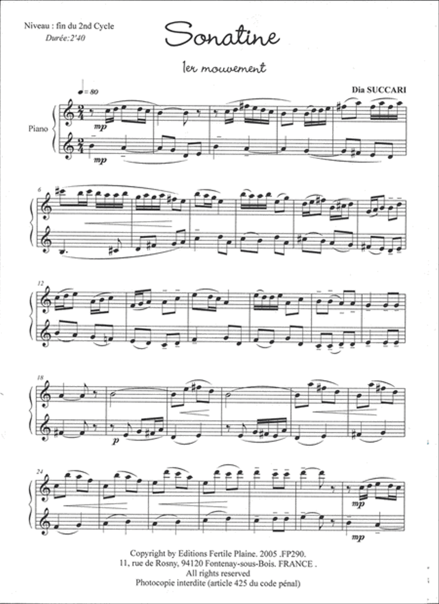 Sonatine N° 1 Piano Solo scores gallery preview page 1