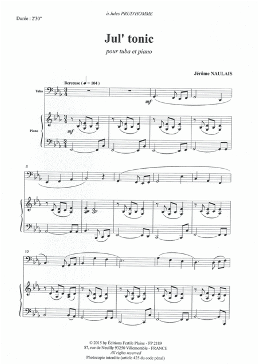 Jul'Tonic Tuba scores gallery preview page 1