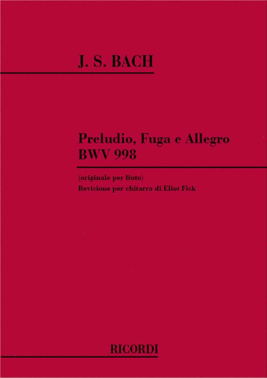 Preludio, Fuga E Allegro Per Liuto Bwv 998 Lute scores gallery preview page 1