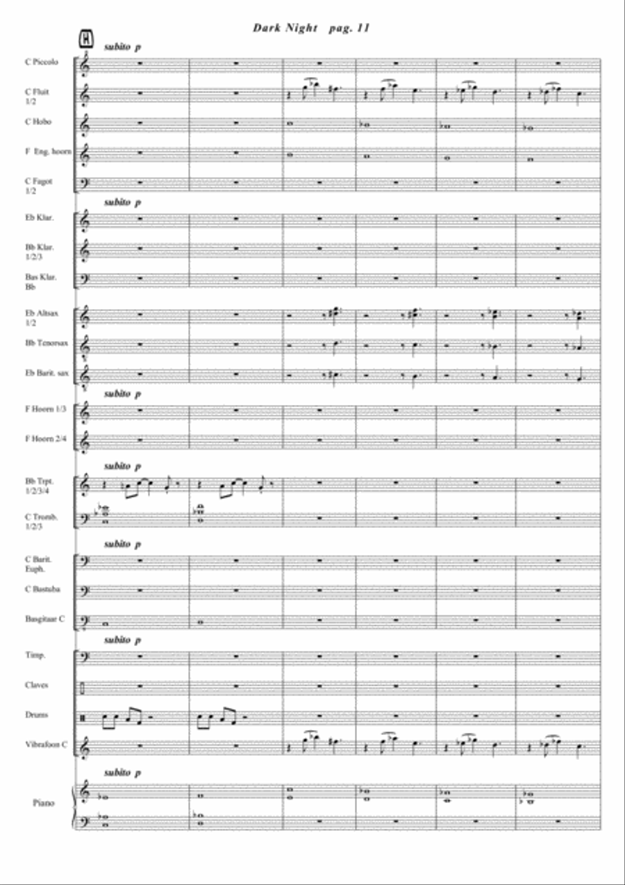 Dark Night Dark Night Concert Band scores gallery preview page 13