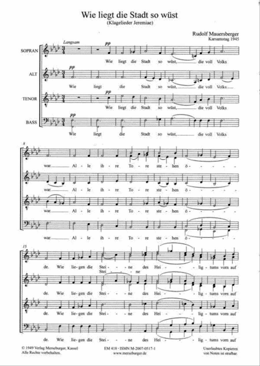 Wie Liegt die Stadt So Wust Choir scores gallery preview page 2