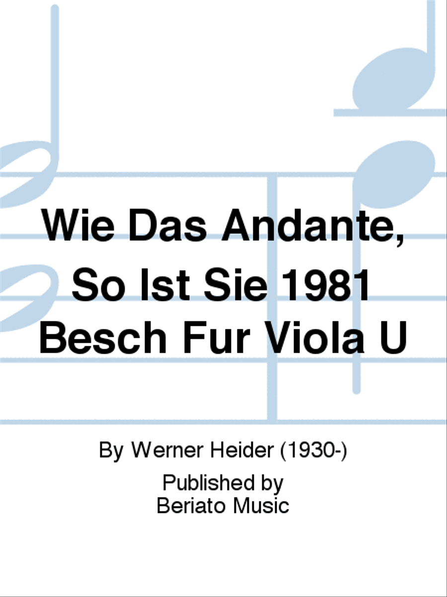 Wie Das Andante, So Ist Sie 1981 Besch Für Viola U Viola Solo scores gallery preview page 1
