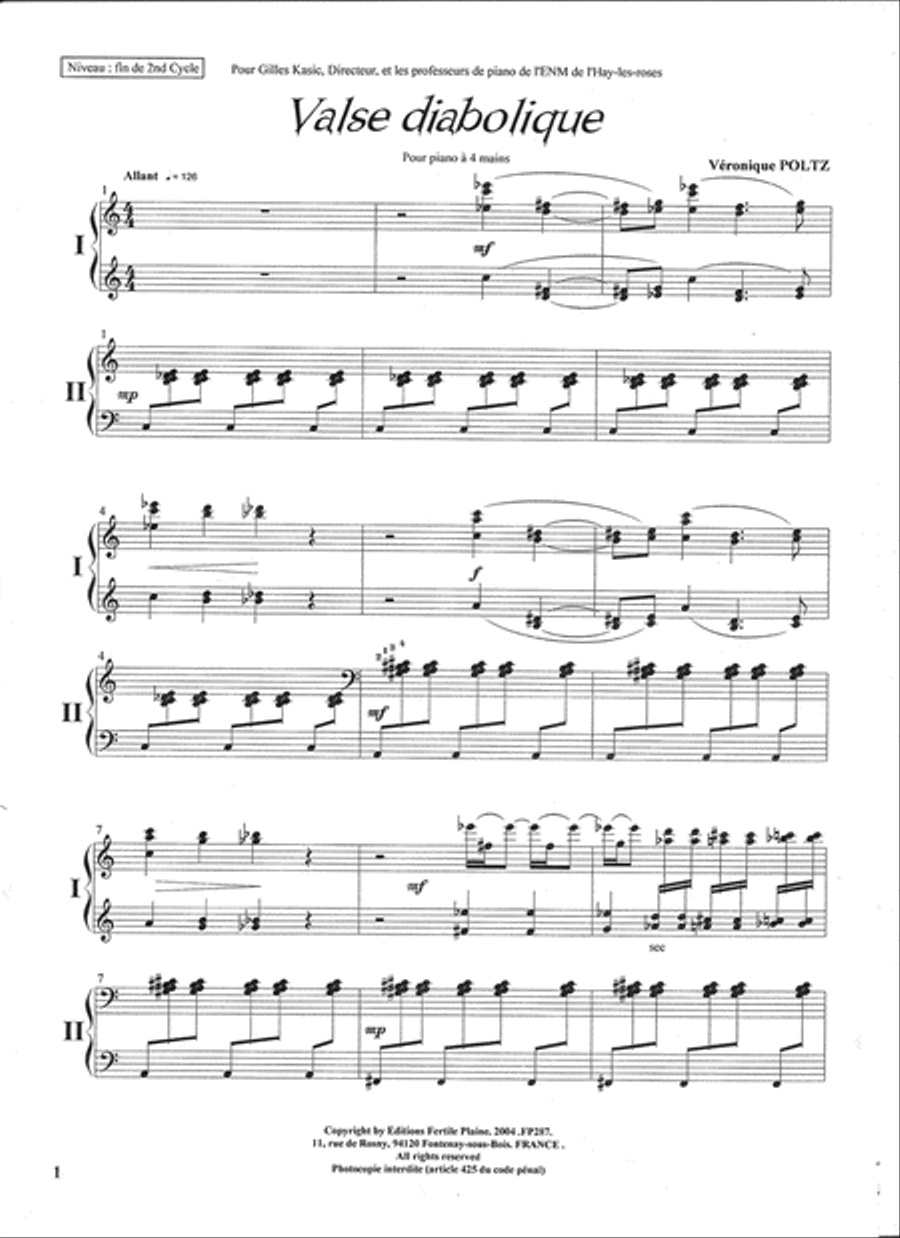 Valse Diabolique Piano Duet scores gallery preview page 1