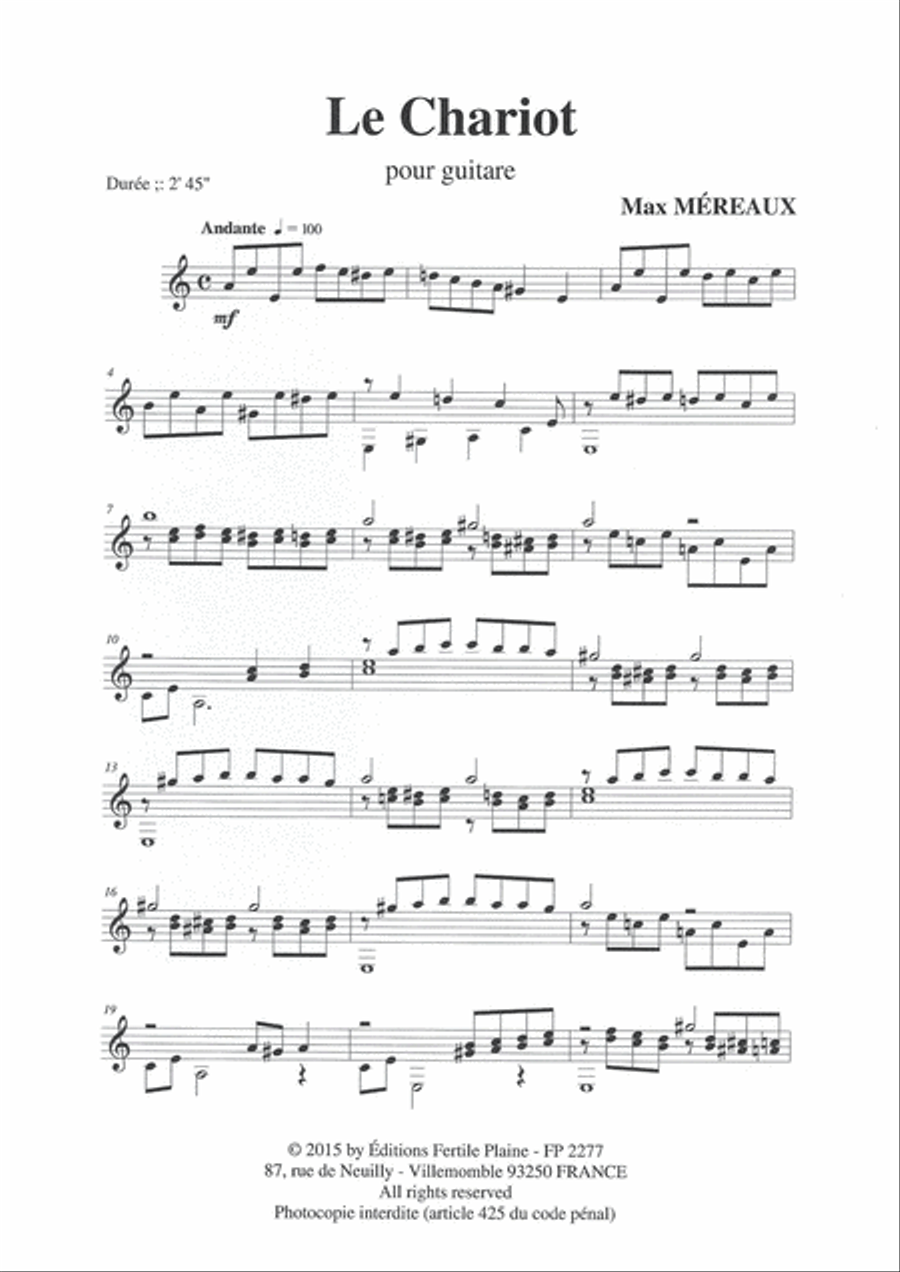 Le Chariot Guitar scores gallery preview page 1
