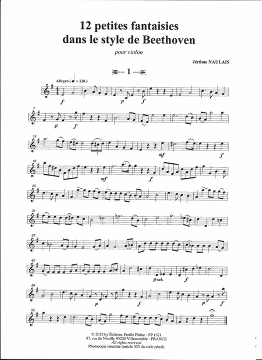 12 Petites Fantaisies Dans Le Style De Beethoven Violin Solo scores gallery preview page 2