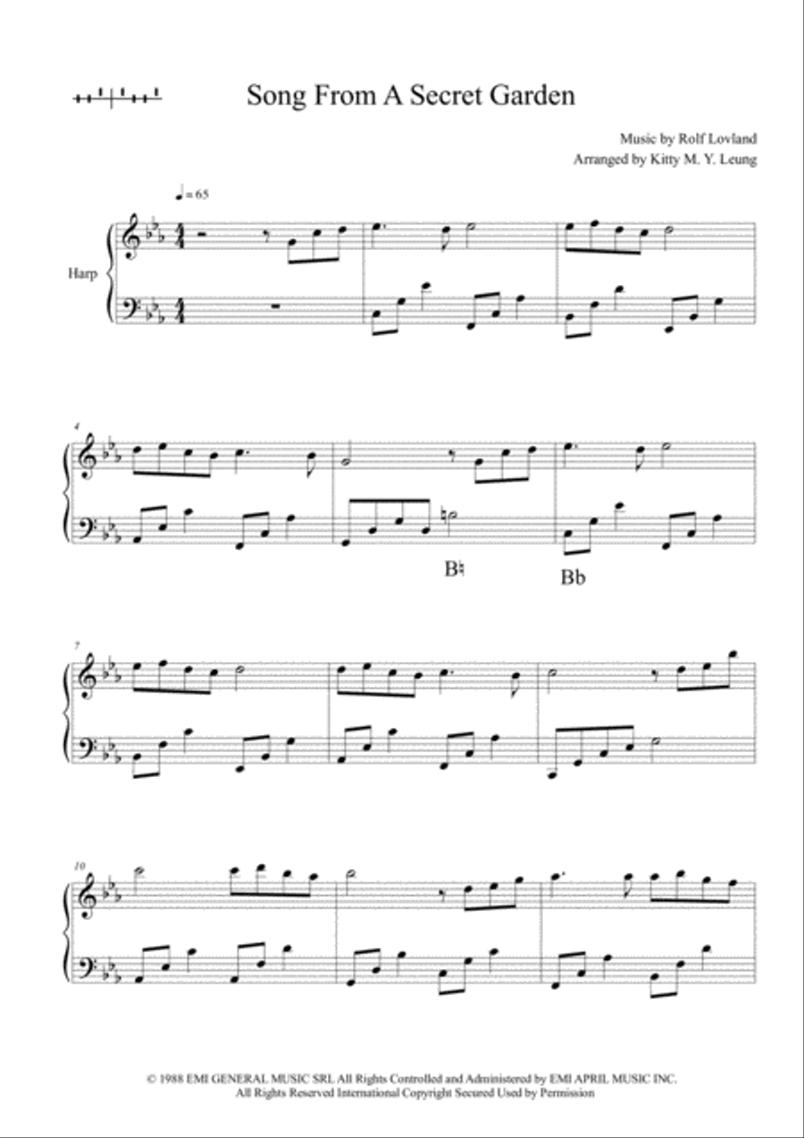 Song From A Secret Garden Harp scores gallery preview page 2