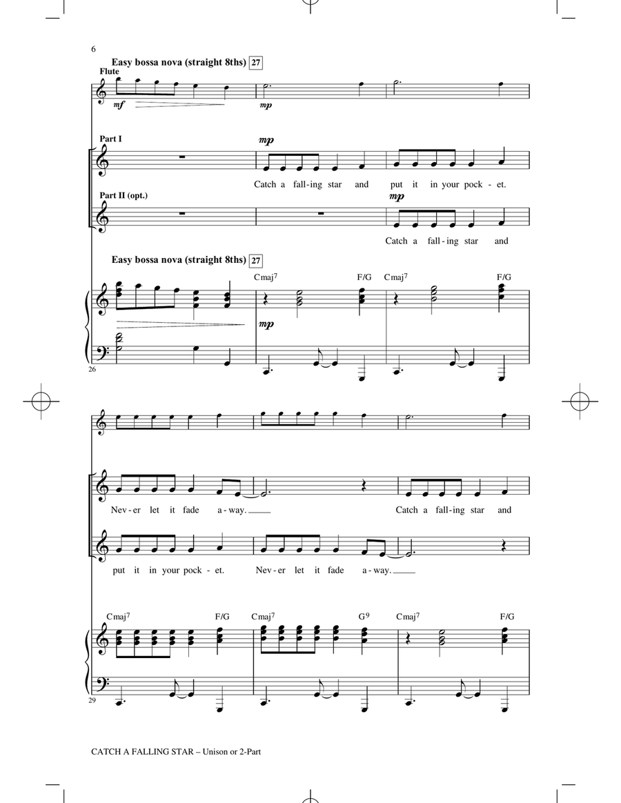 Catch A Falling Star (arr. Mac Huff) Unison Choir scores gallery preview page 4