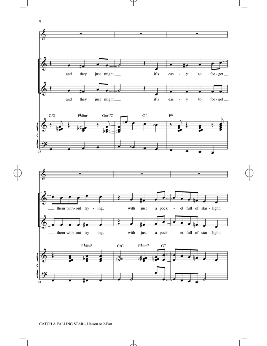 Catch A Falling Star (arr. Mac Huff) Unison Choir scores gallery preview page 6