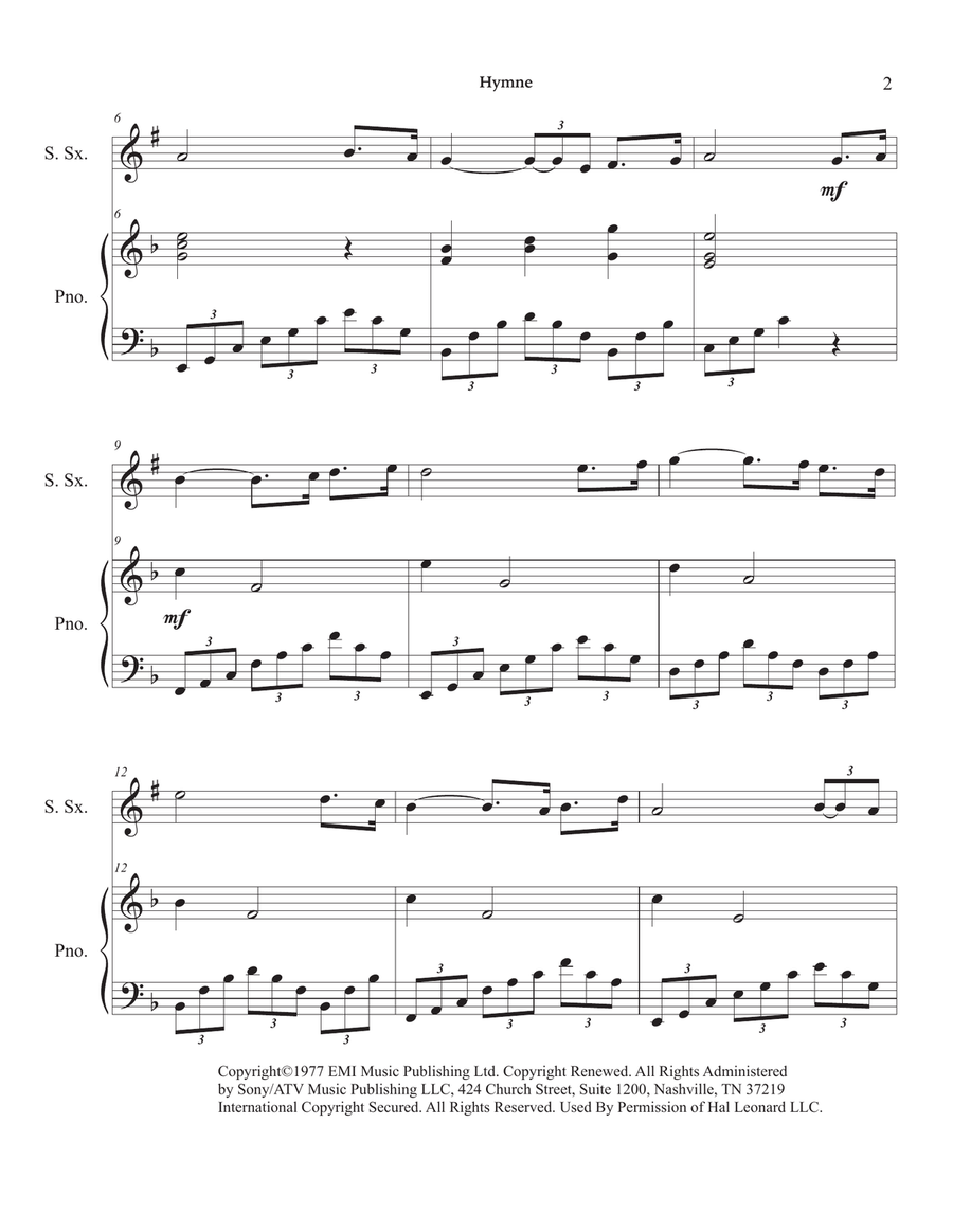Hymne Soprano Saxophone scores gallery preview page 6