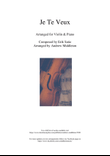 Je Te Veux arranged for Violin & Piano