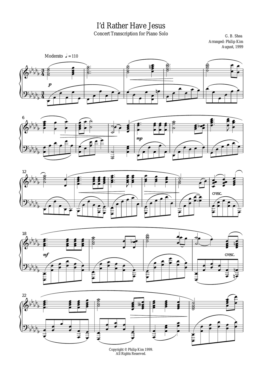 I'd Rather Have Jesus Concert Transcription for Piano Solo Piano Solo scores gallery preview page 2