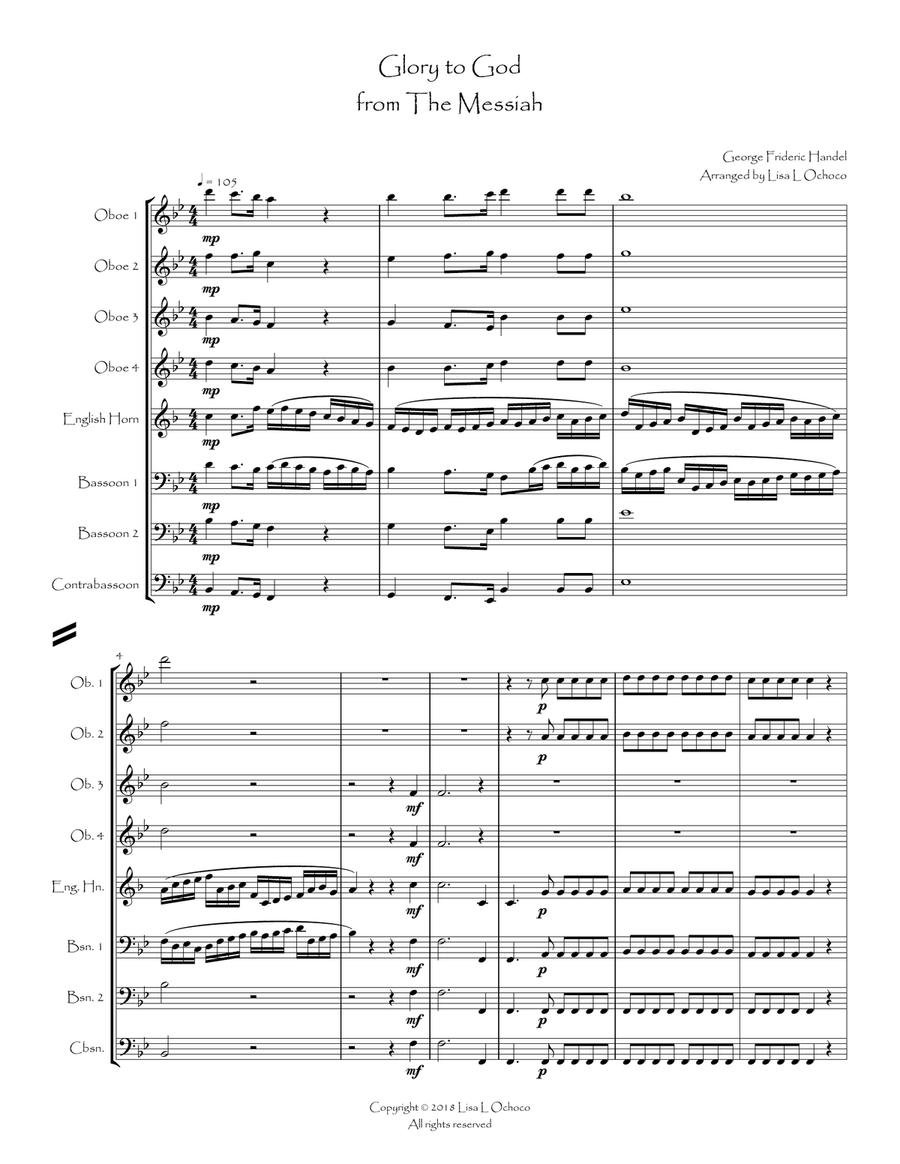 Glory to God from The Messiah for Double Reed Choir Woodwind Ensemble scores gallery preview page 5