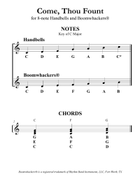 Come, Thou Fount of Every Blessing (for 8-note Bells and Boomwhackers® with Black and White Notes) Handbell Choir scores gallery preview page 3