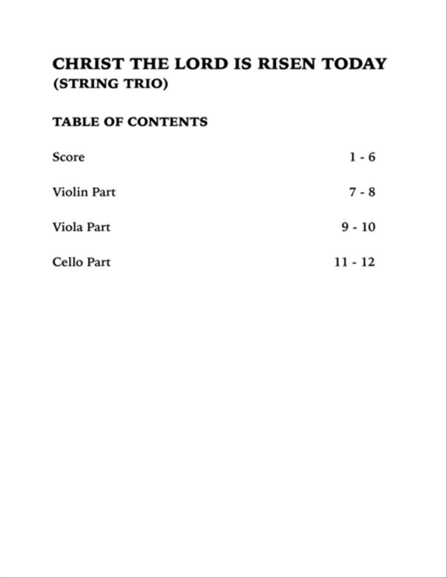 Christ the Lord is Risen Today (String Trio): Violin, Viola and Cello String Trio scores gallery preview page 4