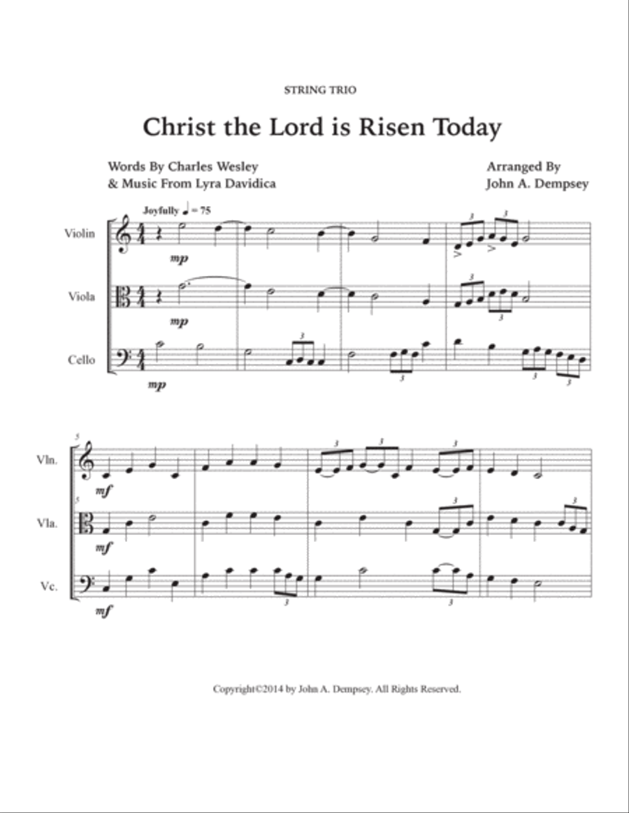 Christ the Lord is Risen Today (String Trio): Violin, Viola and Cello String Trio scores gallery preview page 5