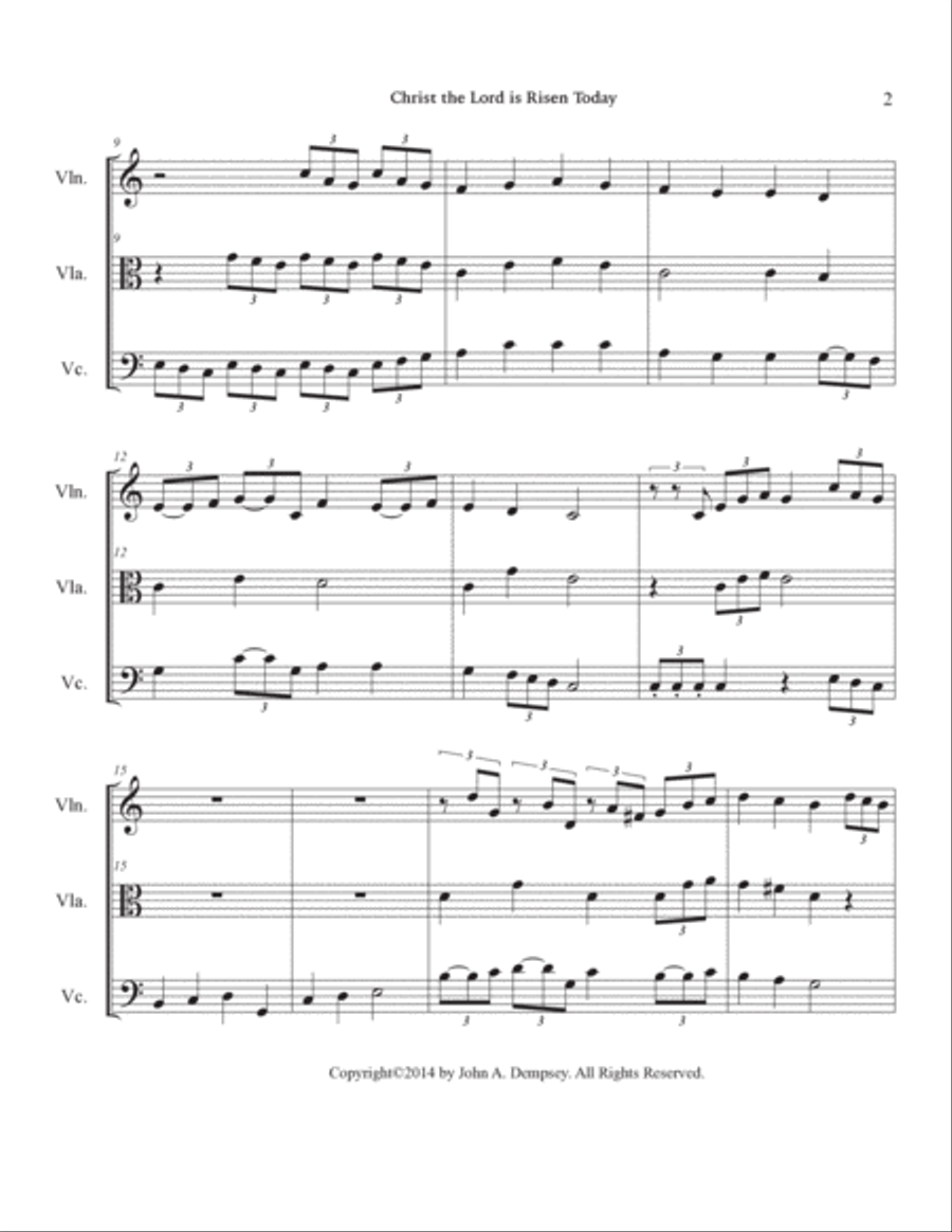 Christ the Lord is Risen Today (String Trio): Violin, Viola and Cello String Trio scores gallery preview page 6