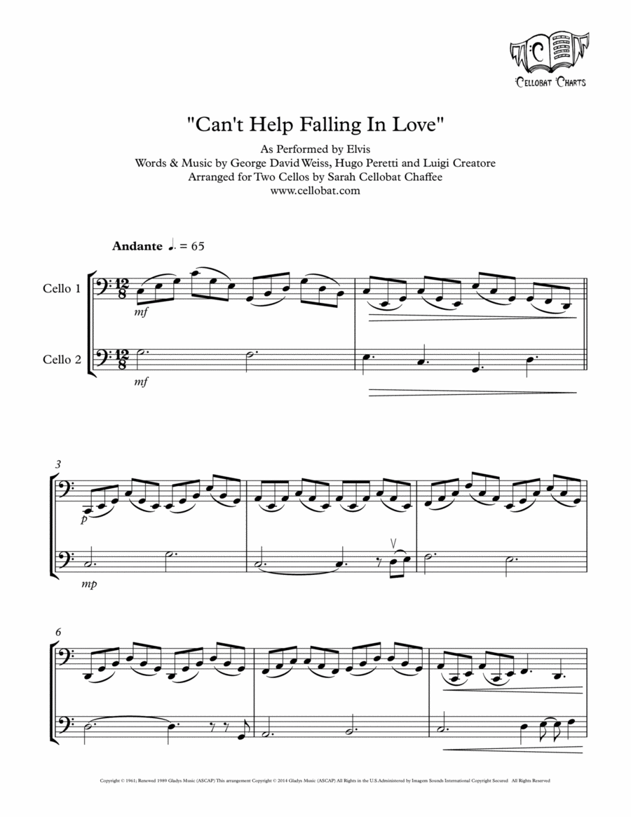 Can't Help Falling In Love String Duet scores gallery preview page 1