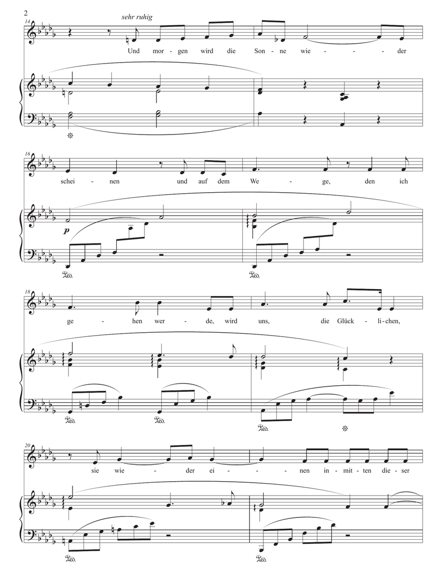STRAUSS: Morgen, Op. 27 no. 4 (transposed to D-flat major) Piano, Vocal scores gallery preview page 3