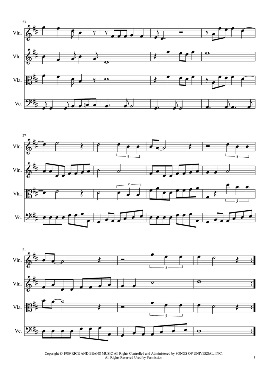 Here Comes Your Man String Quartet scores gallery preview page 3